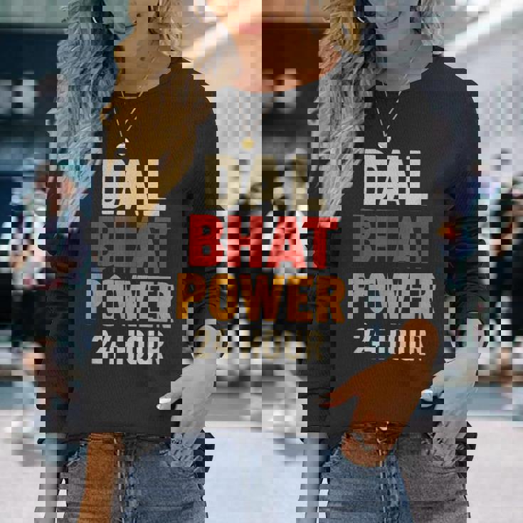 Dal Bhat Power 24 Hour ネパールトレッキングデザイン 長袖Tシャツ 彼女への贈り物