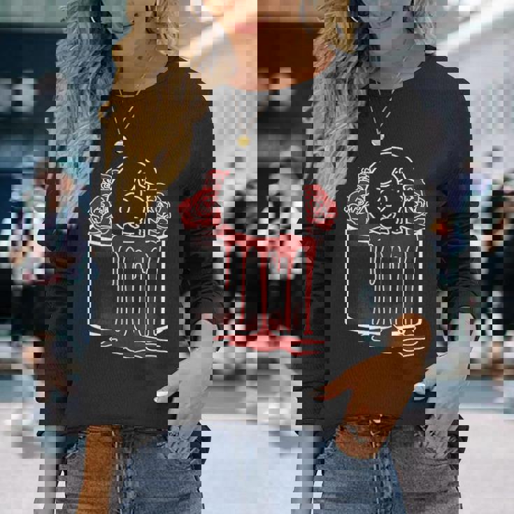 Deathcake バースデーケーキテーマ ケーキローズ ハロウィン 長袖Tシャツ 彼女への贈り物