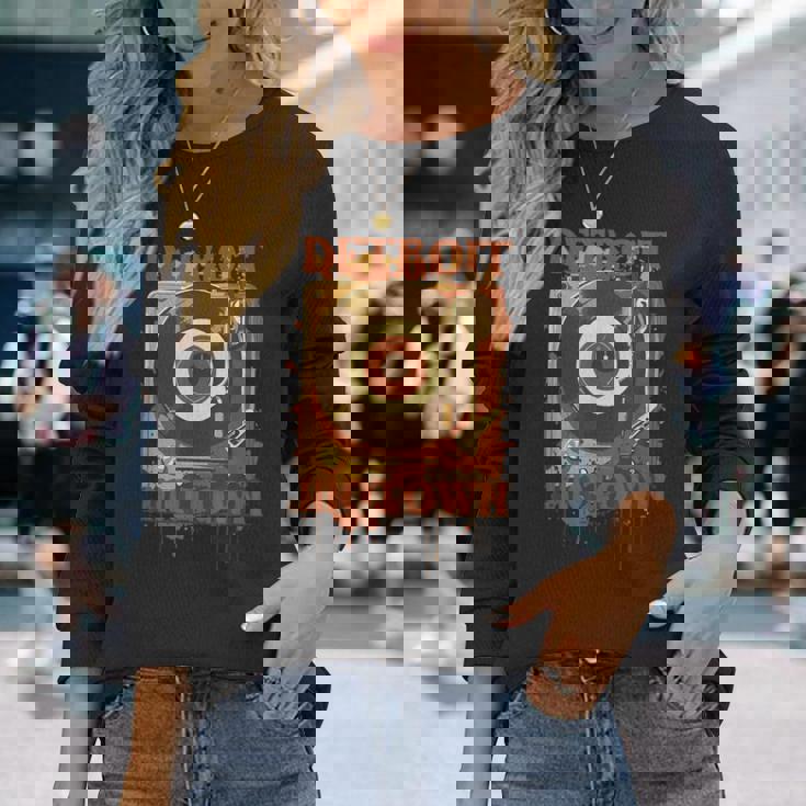 Detroit Motown レコード 長袖Tシャツ 彼女への贈り物