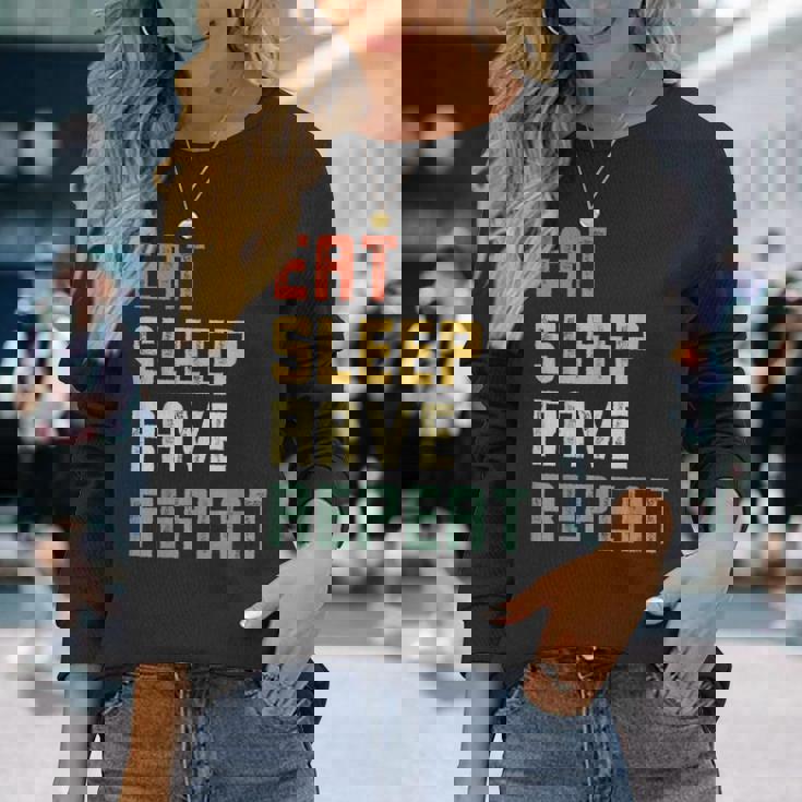 Eatleep Rave Repeat Edm テクノ 長袖Tシャツ 彼女への贈り物