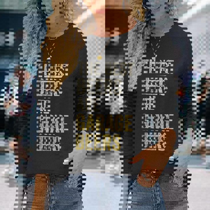 Garage Beer The Best Beer Drinking Mechanic Car Guy Vintage Long Sleeve T-Shirt Gifts for Her