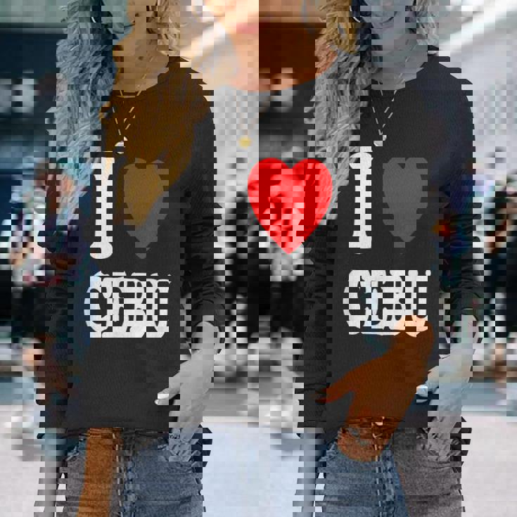 I Heart 愛 セブ 旅行 バケーション ツーリズム フィリピン 長袖Tシャツ 彼女への贈り物