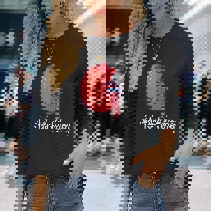 Hello Kidney おもしろ お医者さんへの感謝を示す 長袖Tシャツ 彼女への贈り物