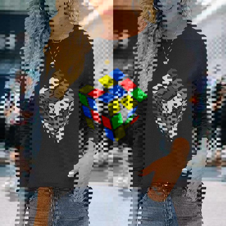 Impossible Rubik Rubix キューブポケット レトロ ゲームボーイ 長袖Tシャツ 彼女への贈り物