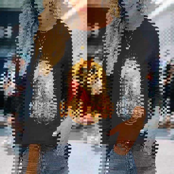 In Doge We Trust Doge Dogecoin 柴犬 長袖Tシャツ 彼女への贈り物