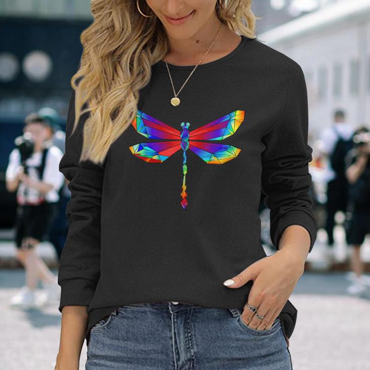 Libélula Multicolor De Polygon I Geometría I Libélula I Camiseta de manga larga Regalos para ella