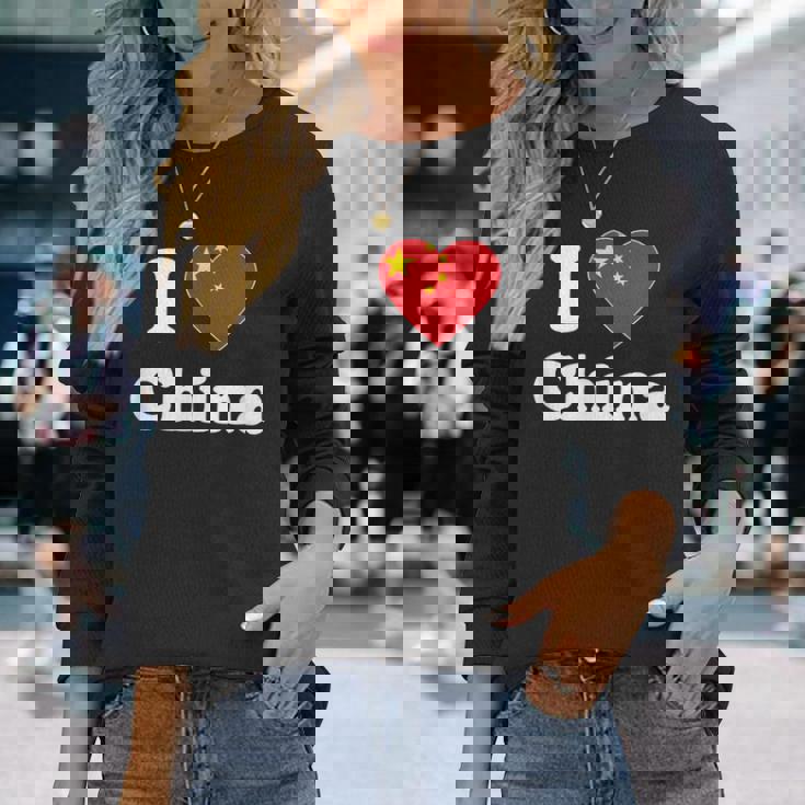 I Love China I Heart China Chinese 長袖Tシャツ 彼女への贈り物