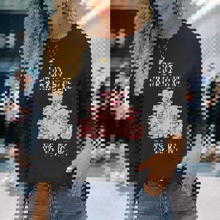 Love Pig シャツ レディース 豚 ギフト 豚 メンズ キュート 豚 長袖Tシャツ 彼女への贈り物