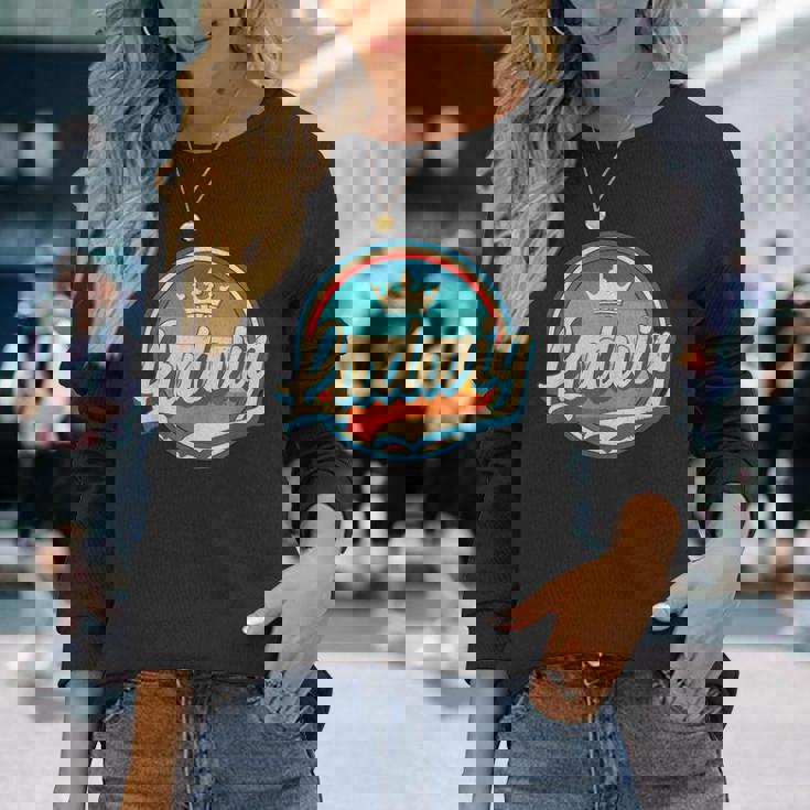 Ludwig レトロ 名前入り ヴィンテージ ファーストネーム ルートヴィヒ 長袖Tシャツ 彼女への贈り物