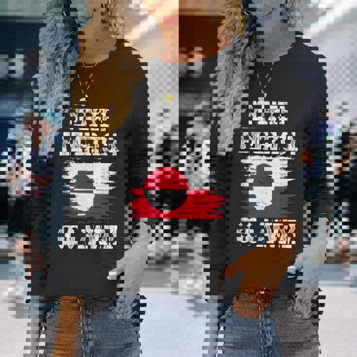 Make America Go Away グリーンランド国旗 アンティーク調 長袖Tシャツ 彼女への贈り物