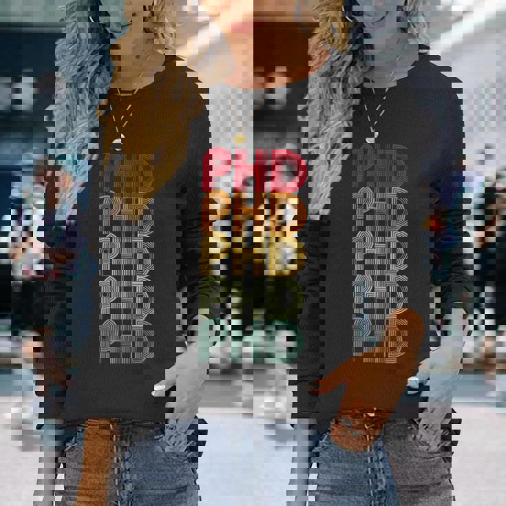 Phdレトロドクターphdスクールファニー。 長袖Tシャツ 彼女への贈り物