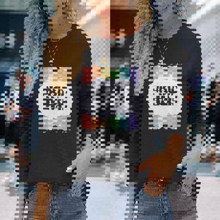 Proud Brah ゲイプライドフラッグ ジェンダー平等 パステルブラ 長袖tシャツ 長袖Tシャツ 彼女への贈り物