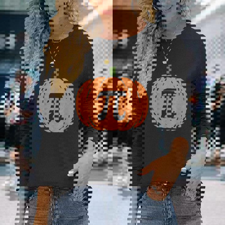 Pumpkin Pi Math Pun Thanksgiving Long Sleeve T-Shirt Gifts for Her