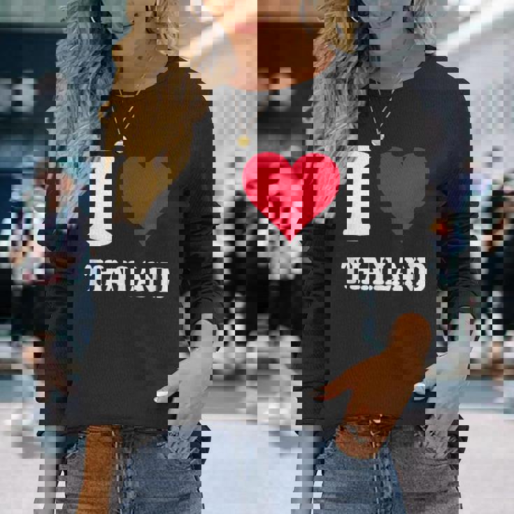 Red Heart I Love Thailand 長袖Tシャツ 彼女への贈り物