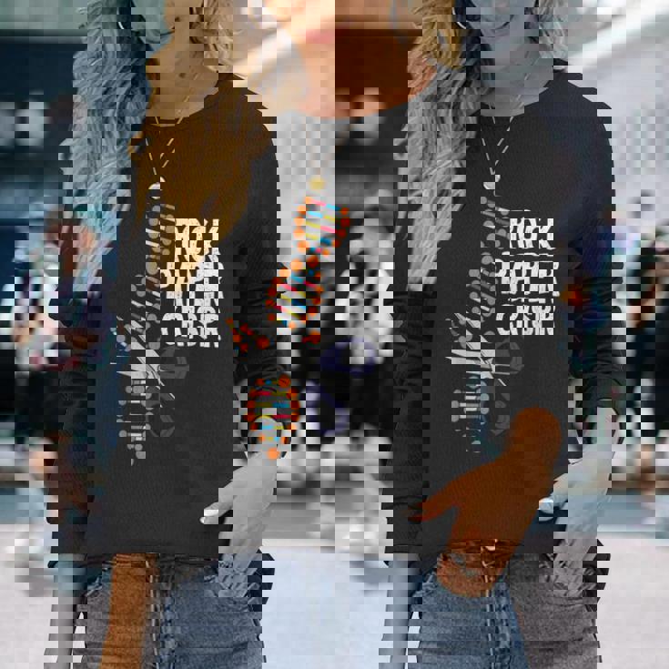 Rock Paper Crispr Dna 生物学者 遺伝子工学 長袖Tシャツ 彼女への贈り物