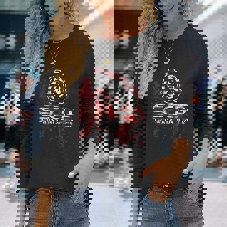 Scp、財団、血で 長袖tシャツ 長袖Tシャツ 彼女への贈り物