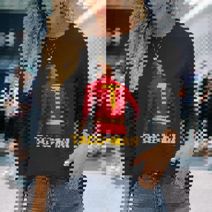 Taco-Man 面白い 反トランプ ハロウィーン 政治的コスチュームアイデア 長袖Tシャツ 彼女への贈り物