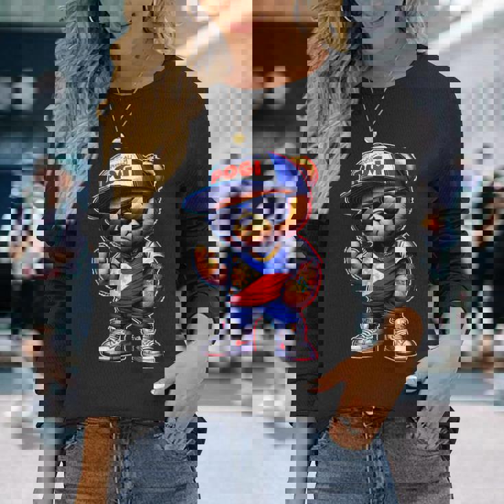 Unapologetically Pogi フィリピン国旗テディベア 長袖Tシャツ 彼女への贈り物