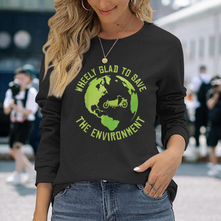 Wheelye Alegra Dealvar El Medio Ambiente Cargo Cargobike Camiseta de manga larga Regalos para ella
