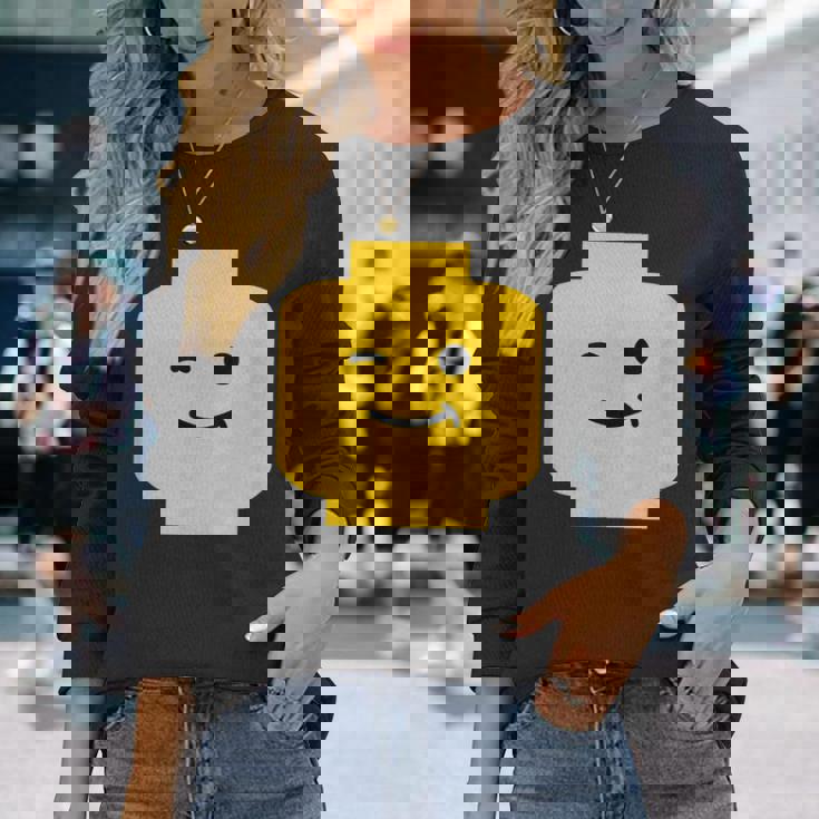 Winking Winky Face ミニフィグ ブリックトイtシャツ 長袖Tシャツ 彼女への贈り物