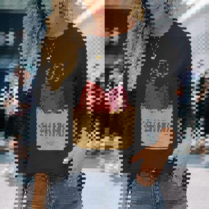 Yakiimo Imo 焼き芋 さつまいも 焼き芋好き ワンポイント ポケット デザイン おもしろ かわいい おしゃれ 長袖Tシャツ 彼女への贈り物