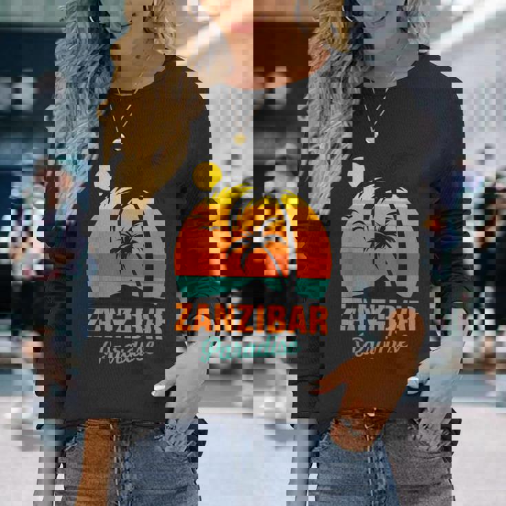 Zanzibar Palm Beach Tanzania Paradisourf Africa Maglietta a maniche lunghe Regalos para ella