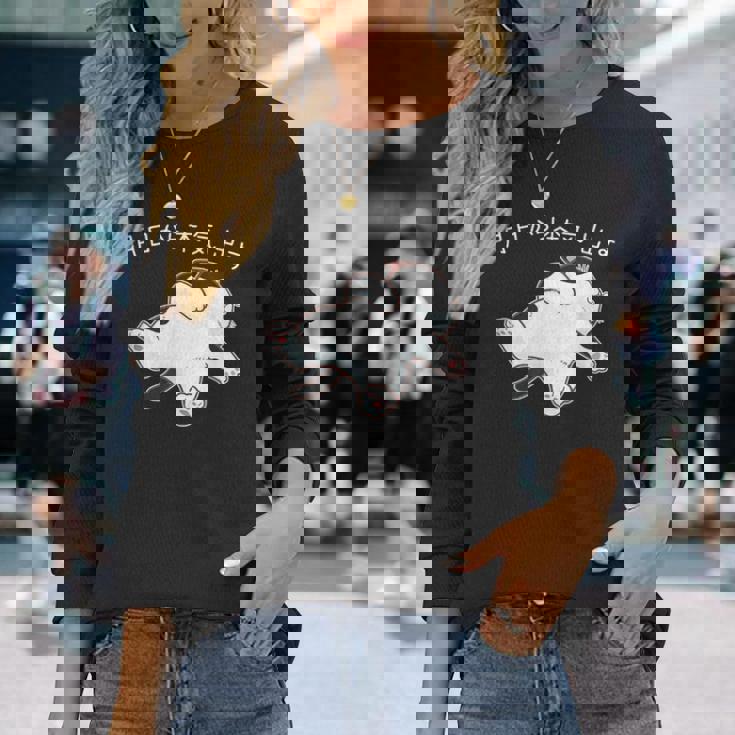 「明日から本気出す」 猫 ネコ好き 面白い 筆文字 ユーモア満点 おもしろ 長袖Tシャツ 彼女への贈り物