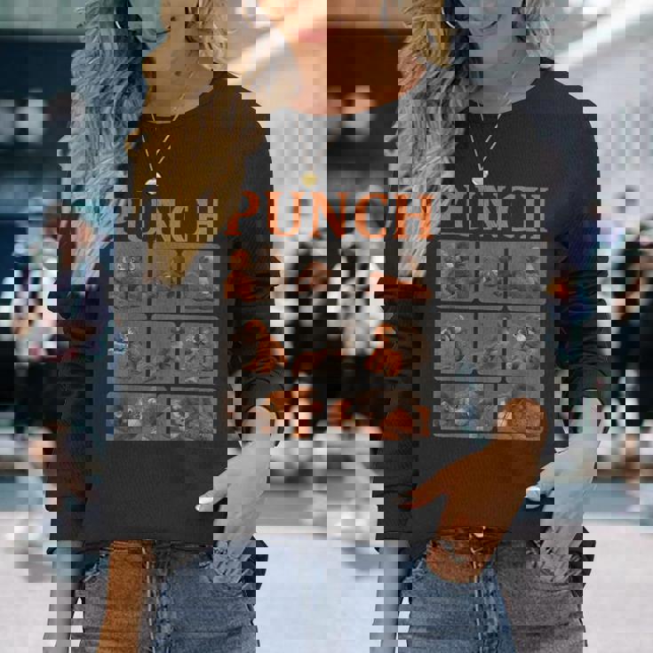 かっこいいパンチかわいい猿 長袖Tシャツ 彼女への贈り物