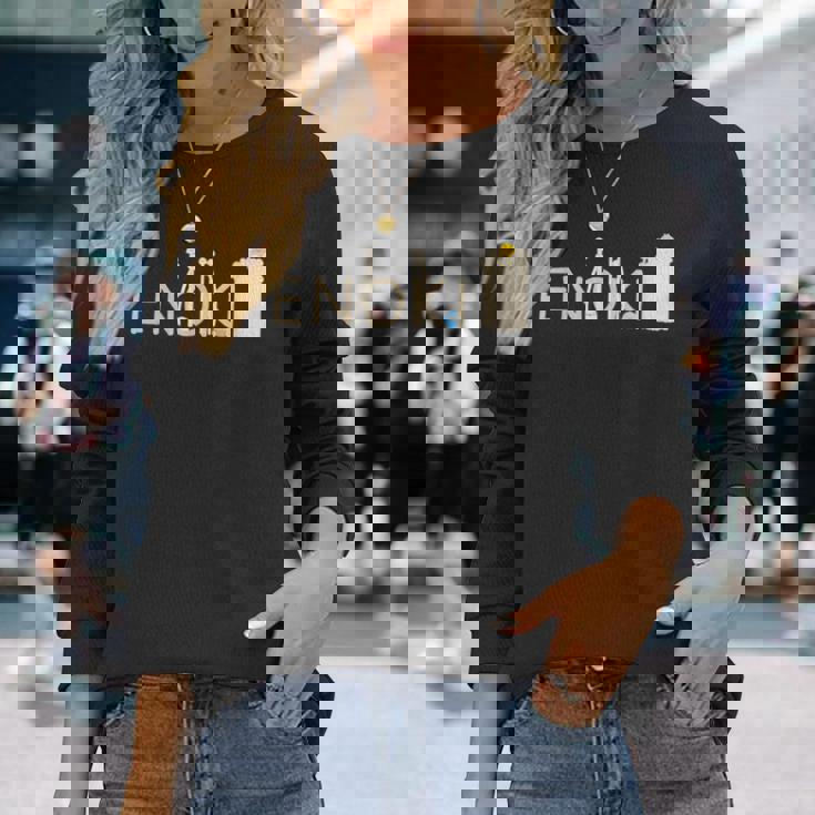 くりこ ギブミー睡眠 『Enoki』 きのこ シュール 男女兼用 グッズ 長袖Tシャツ 彼女への贈り物