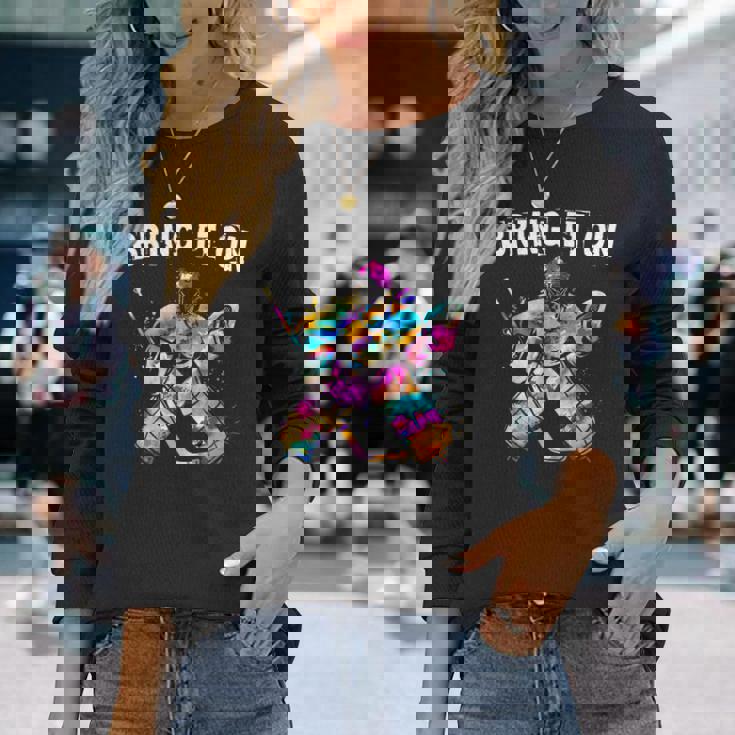 アイスホッケー選手 ゴールキーパー アイスホッケーゴールキーパーギフト 長袖Tシャツ 彼女への贈り物