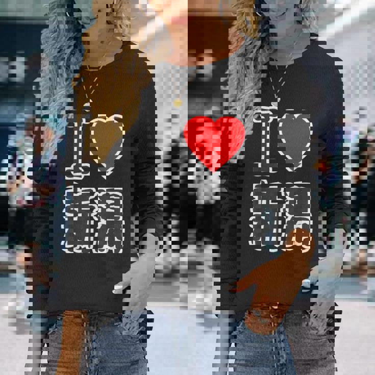 アイラブ・新潟（I Love ハート）Big 大きな文字 ハート【47都道府県】ジモティ お土産 面白 長袖Tシャツ 彼女への贈り物