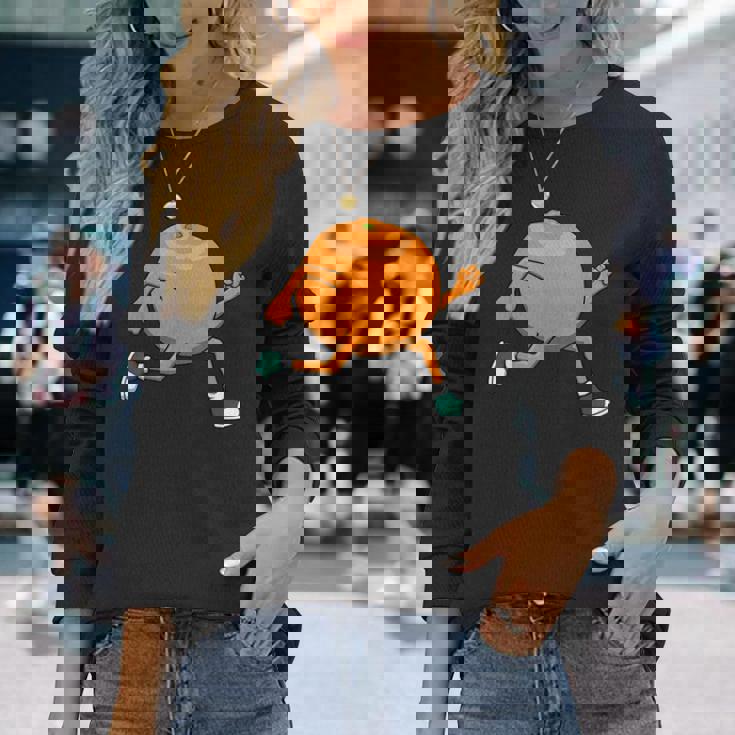 アイロニック・オレンジ・ランニング・マラソン・ホビーランナー 長袖Tシャツ 彼女への贈り物