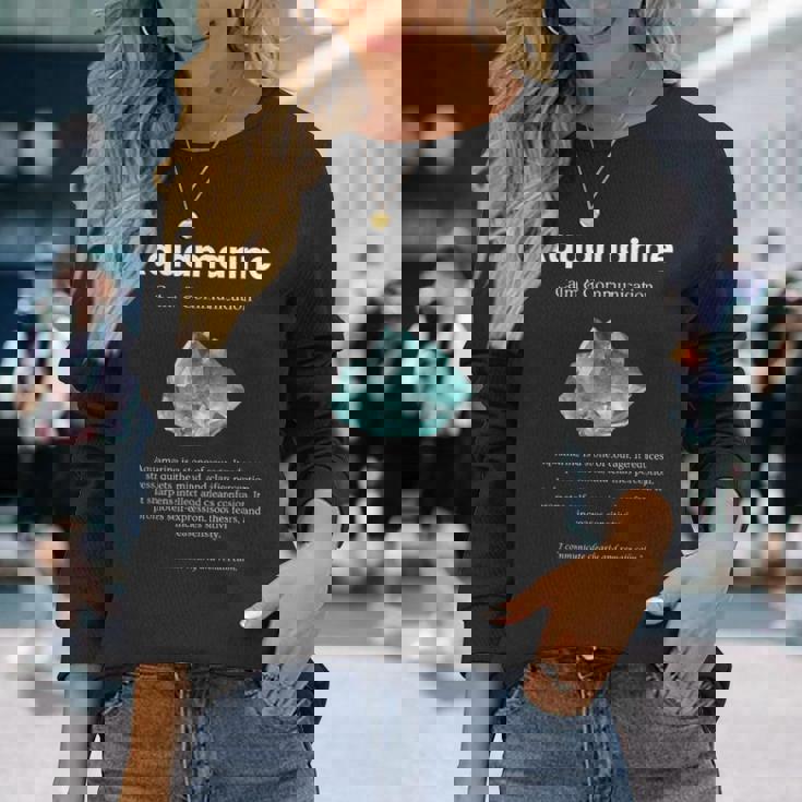 アクアマリンクリスタル 意味 アクアマリンの意味 定義 長袖Tシャツ 彼女への贈り物