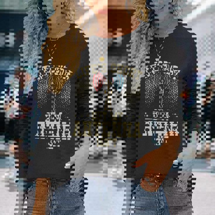 アマチュア無線デザイン 男性用 アマチュア無線機 アンテナ 長袖tシャツ 長袖Tシャツ 彼女への贈り物