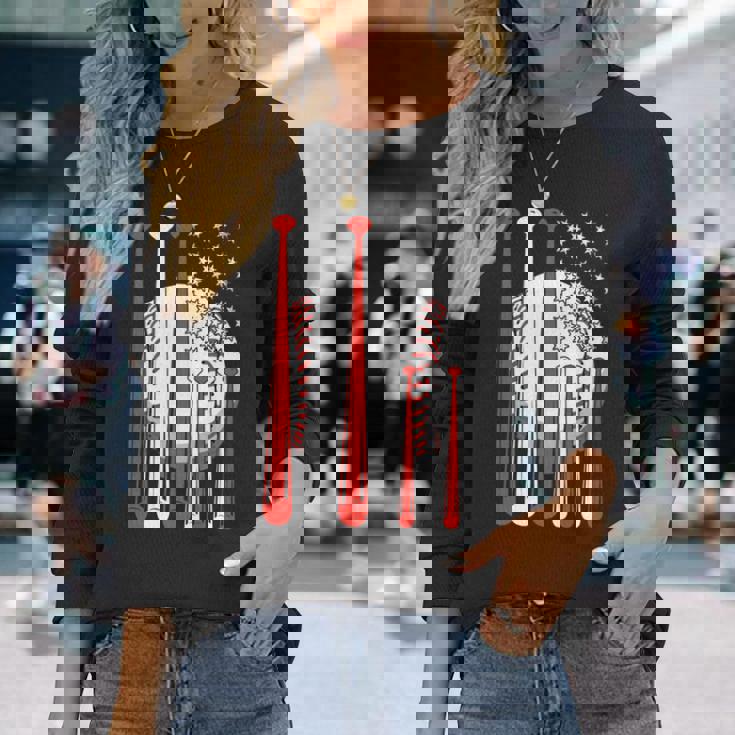 アメリカ 旗 国際的 ソフトボール 野球 メジャーリーグ プロリーグ スポーツ 名高い 大衆的 がいこく 選手会 長袖tシャツ 長袖Tシャツ 彼女への贈り物