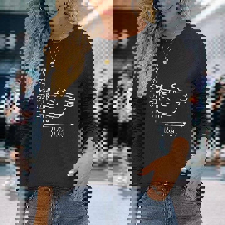ウィトゲンシュタインのウサギのアヒル 前から後ろへの光のイリュージョン 長袖Tシャツ 彼女への贈り物