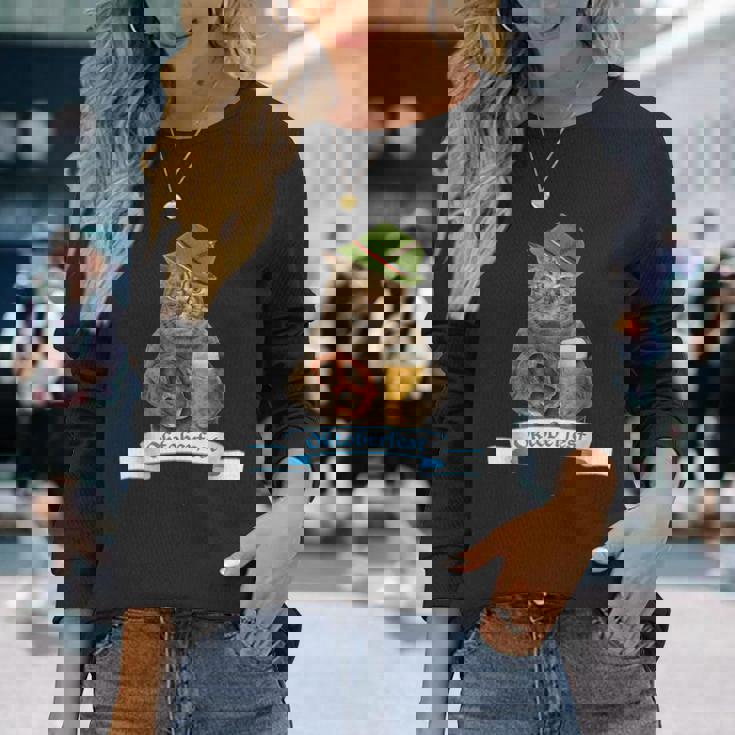 オクトーバーフェスト 猫 ドイツビール 長袖tシャツ 長袖Tシャツ 彼女への贈り物