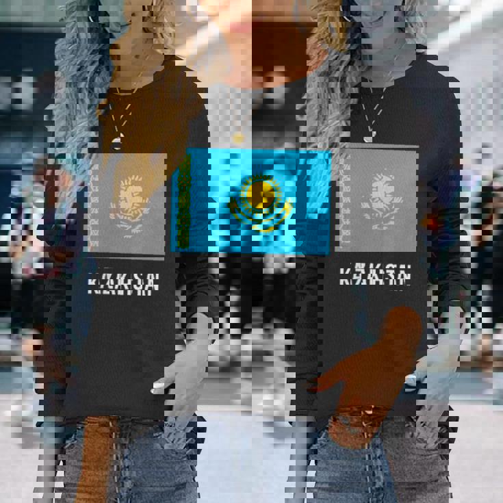 カザフスタン フラッグシャツ 長袖Tシャツ 彼女への贈り物