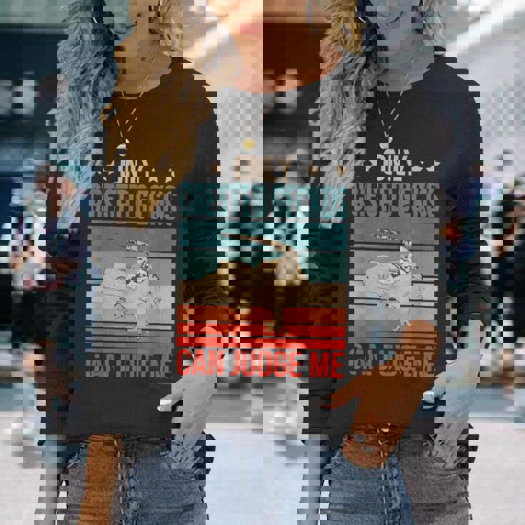 クレステッド・ゲッコーは私を判断できる 爬虫類 クレステッド・ゲッコー 長袖Tシャツ 彼女への贈り物