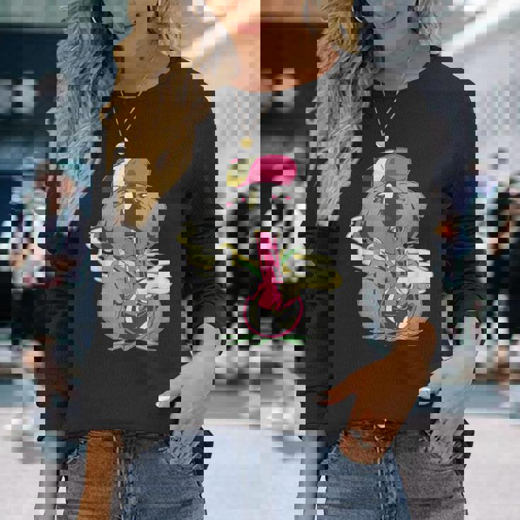 コアラ パンダ スモーキング ボング かわいい 面白い 漫画 長袖Tシャツ 彼女への贈り物