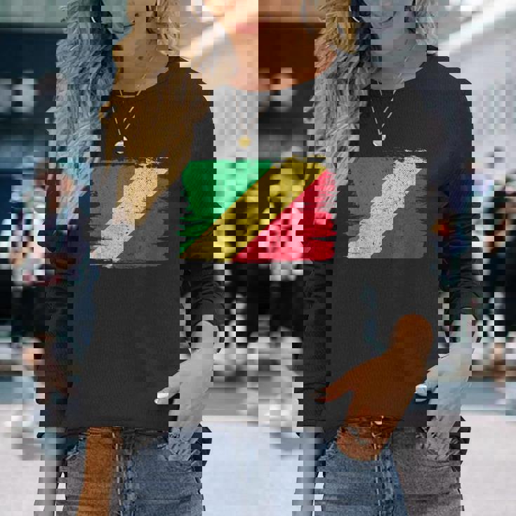 コンゴ民主共和国 旗 Democratic Republic Congo Flag Pride Proud 長袖Tシャツ 彼女への贈り物