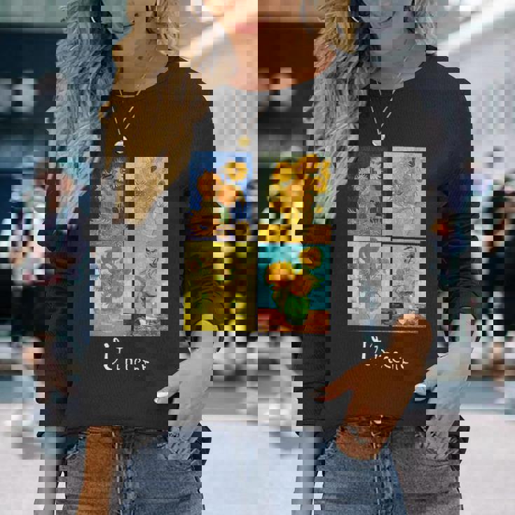 ゴッホの有名な芸術絵画 ひまわりvan Gogh 長袖Tシャツ 彼女への贈り物