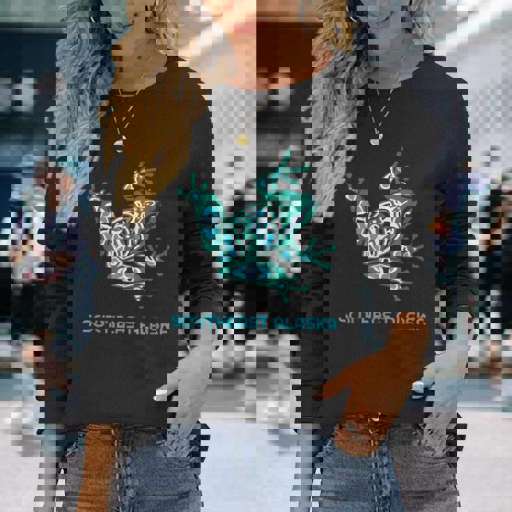 サウスイーストアラスカ フロッグ パシフィック Nw ネイティブ 長袖Tシャツ 彼女への贈り物