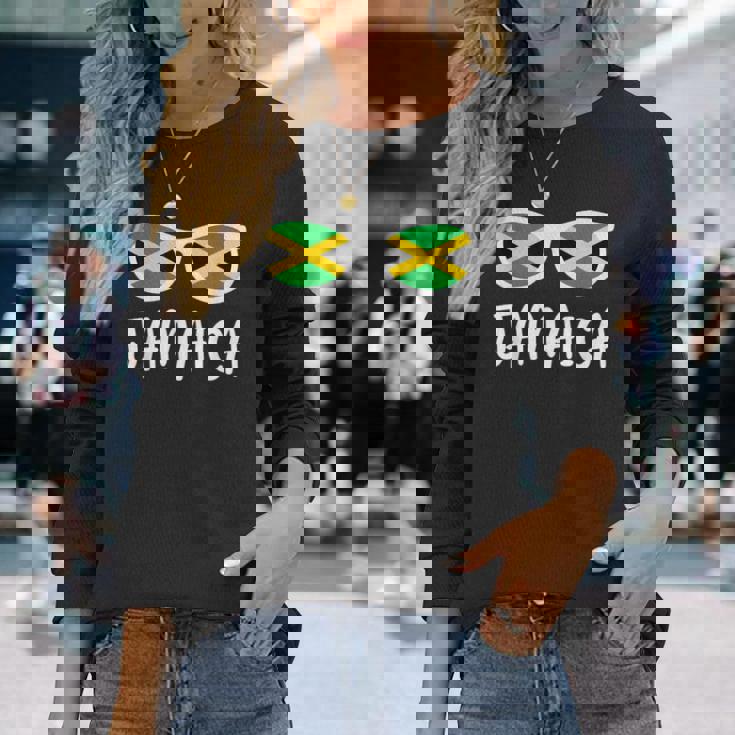 サングラス フラッグ ジャマイカ ジャマイカ 生まれ 長袖Tシャツ 彼女への贈り物