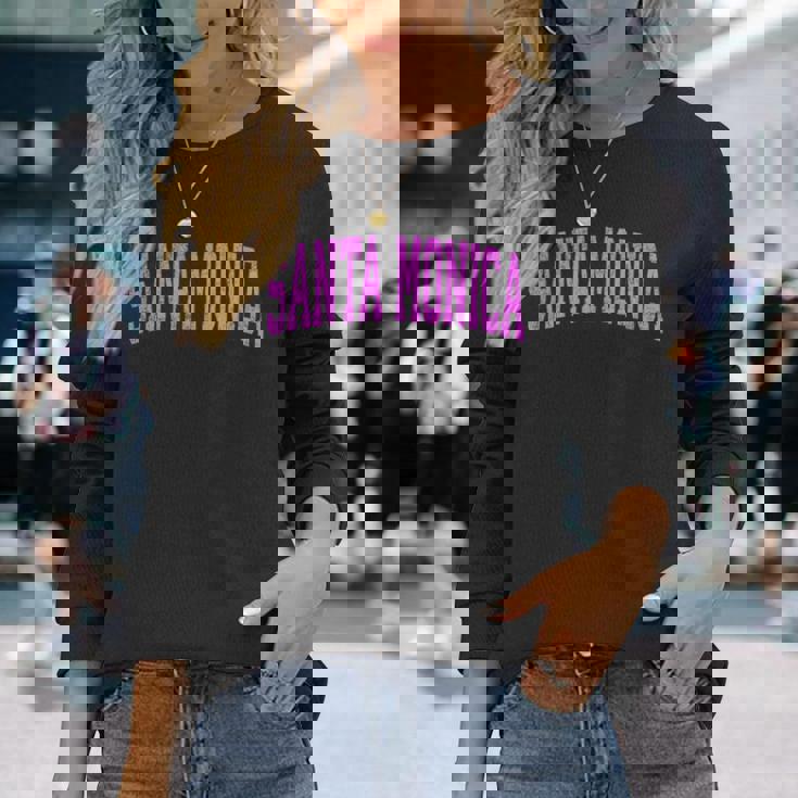 サンタモニカ カリフォルニア Ca ヴィンテージ アスレチック スポーツ ピンク デジ 長袖Tシャツ 彼女への贈り物