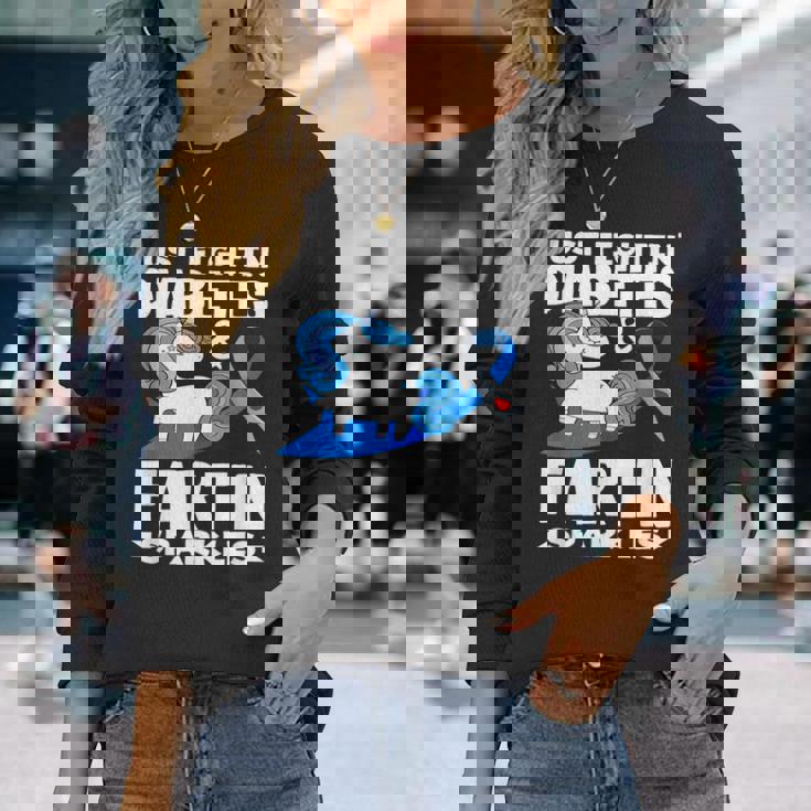 ジャスト・ファイティン・ダイアベティス＆ファーティン・スパークルズ 1型糖尿病 長袖Tシャツ 彼女への贈り物