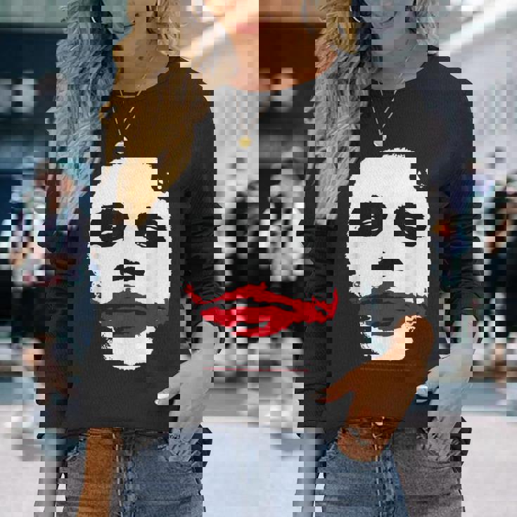 ダークナイトジョーカーの顔 ミニマリスト 象徴的なイメージ 長袖Tシャツ 彼女への贈り物