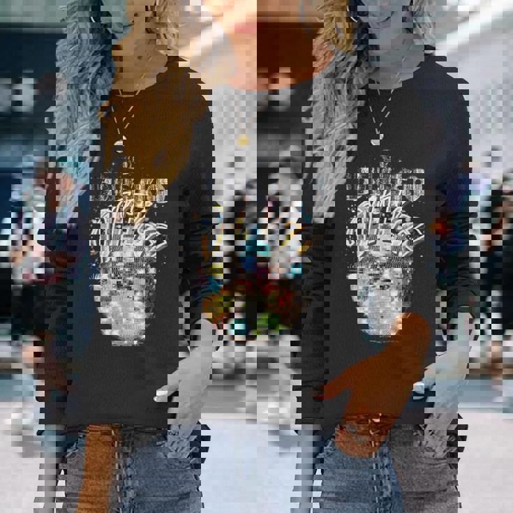 ディスコボール ディスコ ディーバ クイーン 70年代 レトロ ヴィンテージ ダンス 長袖Tシャツ 彼女への贈り物