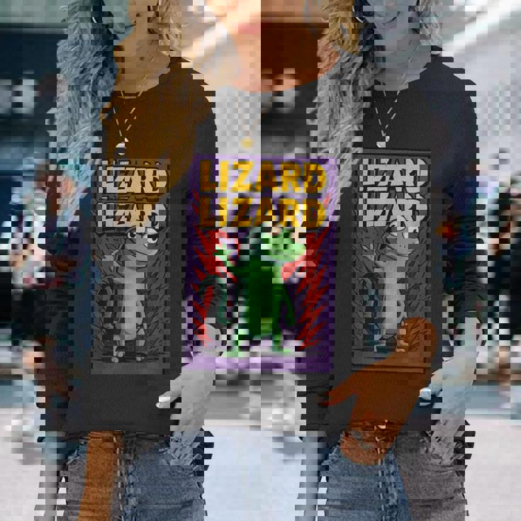 トカゲトカゲミームコミックポスター 長袖Tシャツ 彼女への贈り物