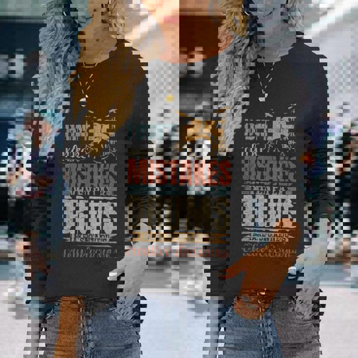 ドラムを弾いても間違えないかっこいいドラムセットラバー 長袖Tシャツ 彼女への贈り物